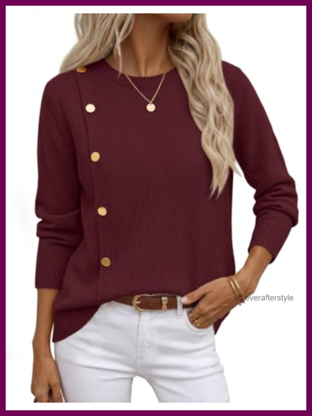 Long Sleeve Button Detail Knit Pullover Sweater